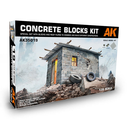 AK Interactive 1/35 Concrete Blocks Kit Scale Plastic Model Kit AK Interactive