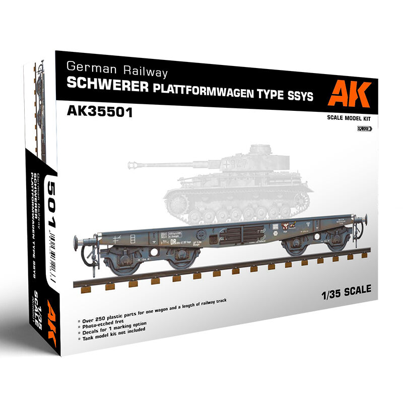 AK Interactive 1/35 German Railway Schwerer Plattformwagen Tyme SSYS Plastic Model Kit AK Interactive