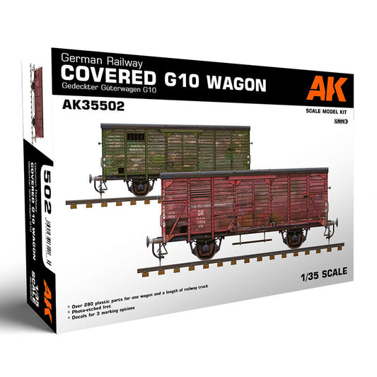 AK Interactive 1/35 German Railway Covered G10 Wagon Gedeckter Guterwagen G10 Plastic Model Kit AK Interactive