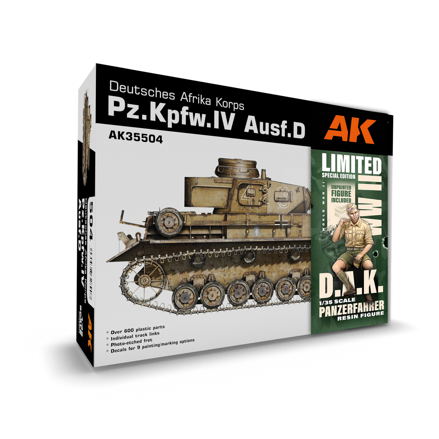 AK Interactive 1/35 Pz.Kpfw.IV Ausf.D Afrika Korps + DAK Panzerfahrer Plastic Model Kit AK Interactive
