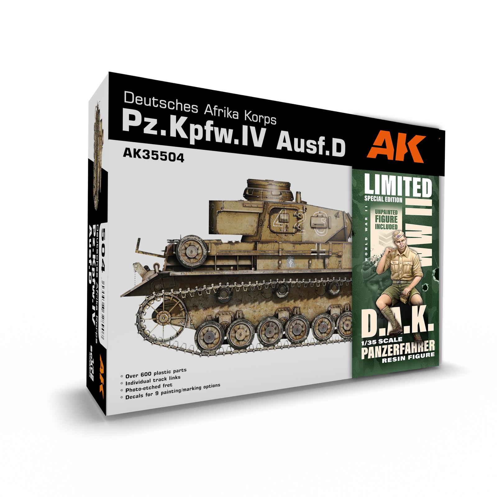 AK Interactive 1/35 Pz.Kpfw.IV Ausf.D Afrika Korps + DAK Panzerfahrer Plastic Model Kit AK Interactive