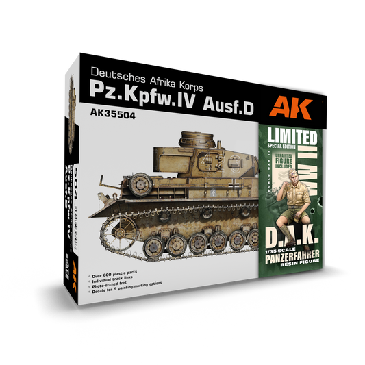 AK Interactive 1/35 Pz.Kpfw.IV Ausf.D Afrika Korps + DAK Panzerfahrer Plastic Model Kit AK Interactive