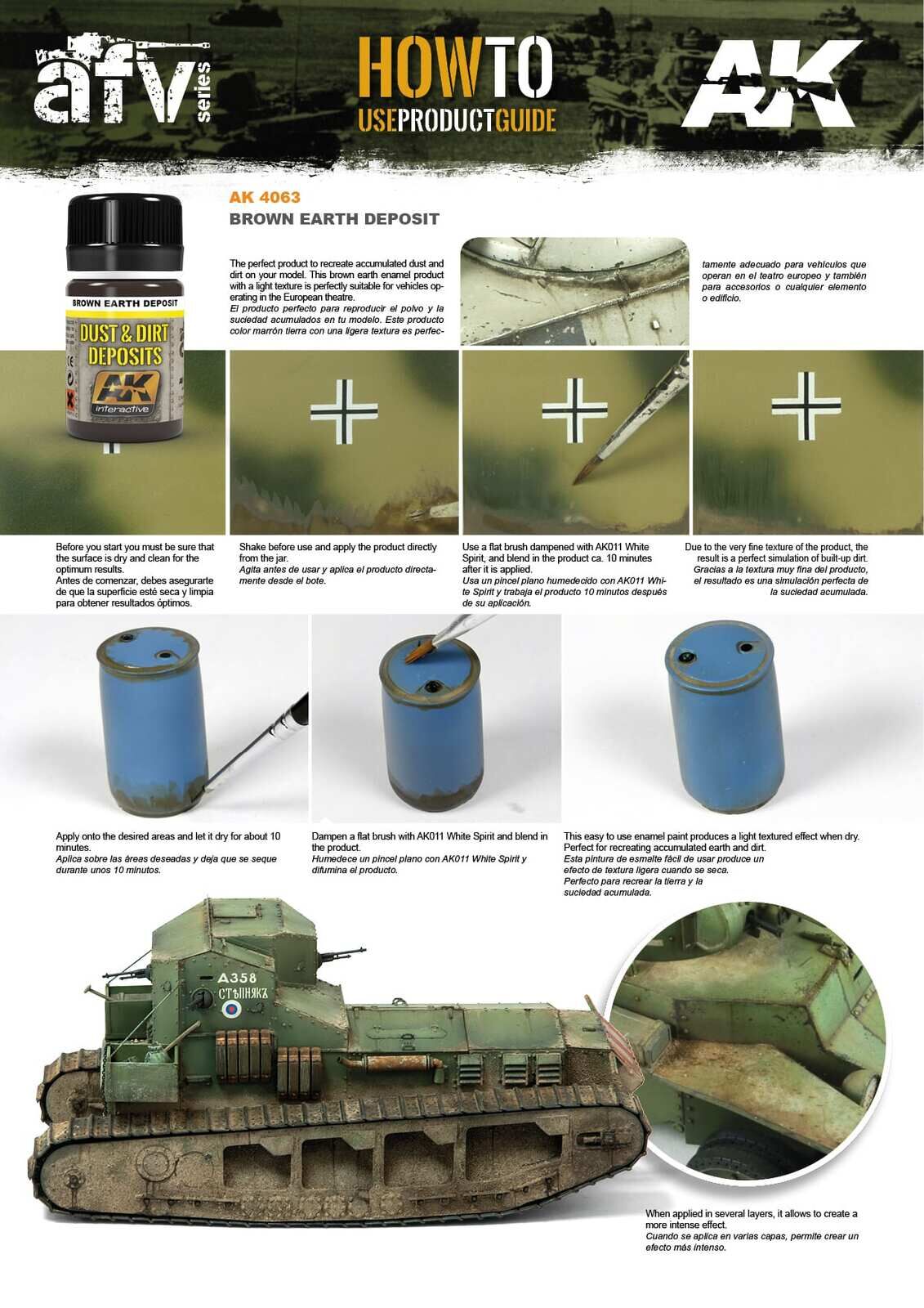AK Interactive Weathering: Brown Earth Deposit 35ml Enamel Paint AK Interactive