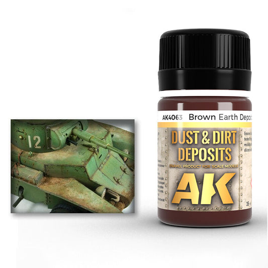 AK Interactive Weathering: Brown Earth Deposit 35ml Enamel Paint AK Interactive