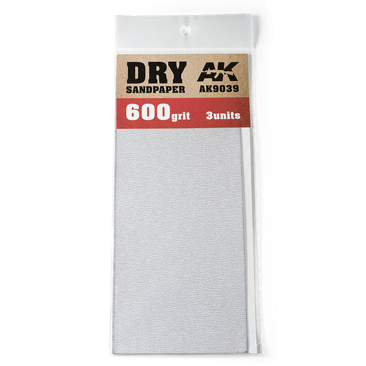AK Interactive Dry Sandpaper 600 Grit. 3 units AK Interactive