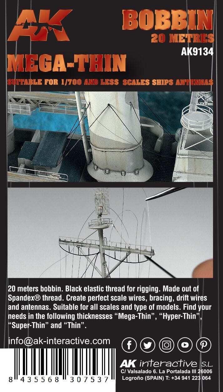AK Interactive Elastic Rigging Bobbin Mega-Thin AK Interactive