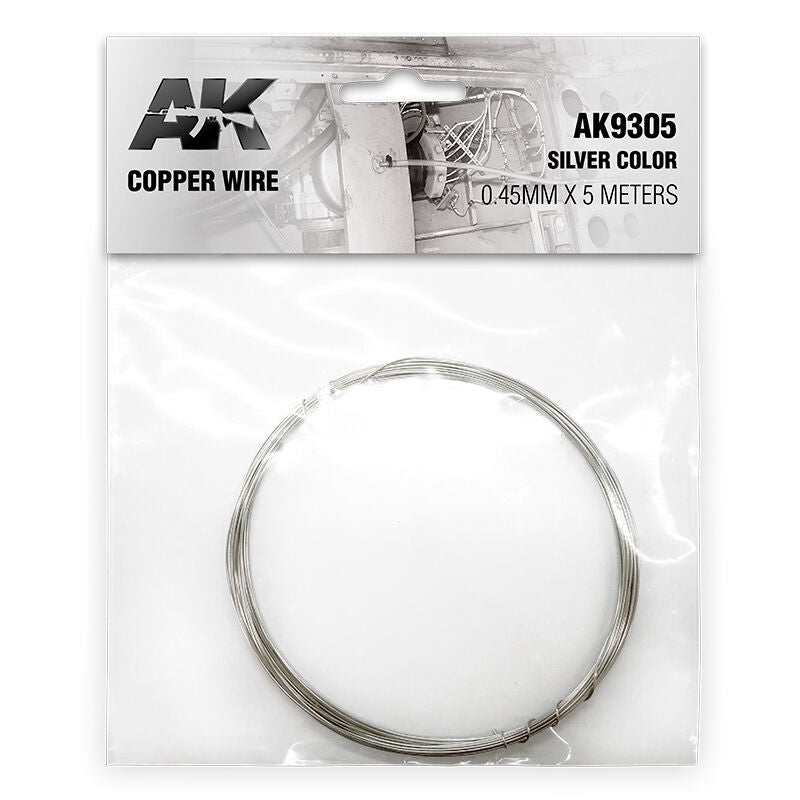 AK Interactive Copper Wire 0.45mm X 5 Meters Silver Color AK Interactive