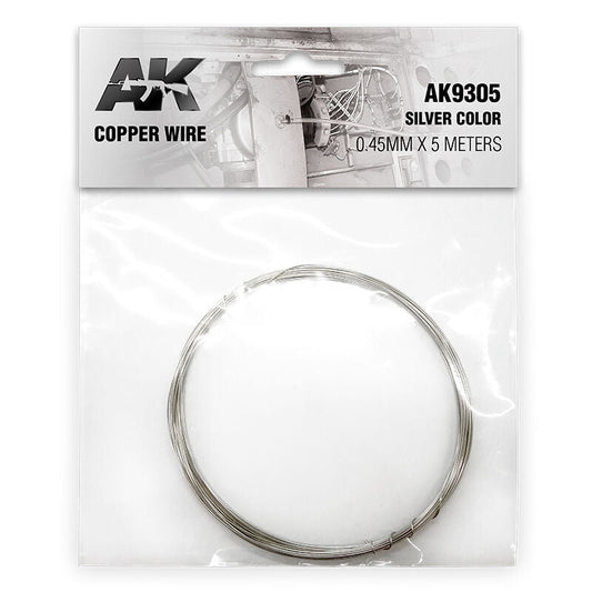 AK Interactive Copper Wire 0.45mm X 5 Meters Silver Color AK Interactive