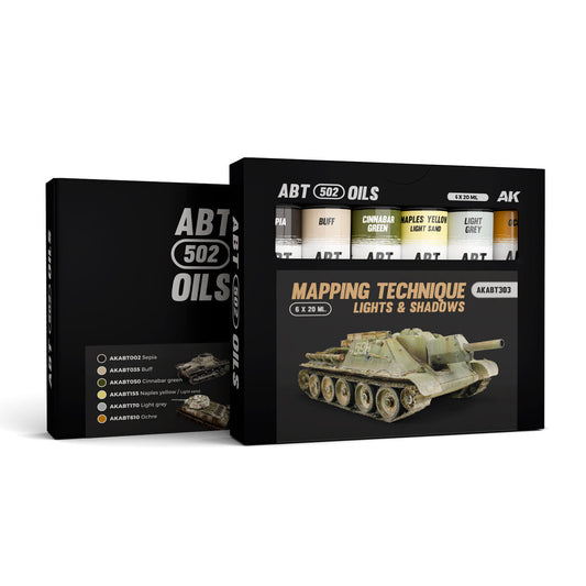 AK Interactive ABT 502: Vehicle Mapping Technique Lights & Shadows Oil Paint Set AK Interactive