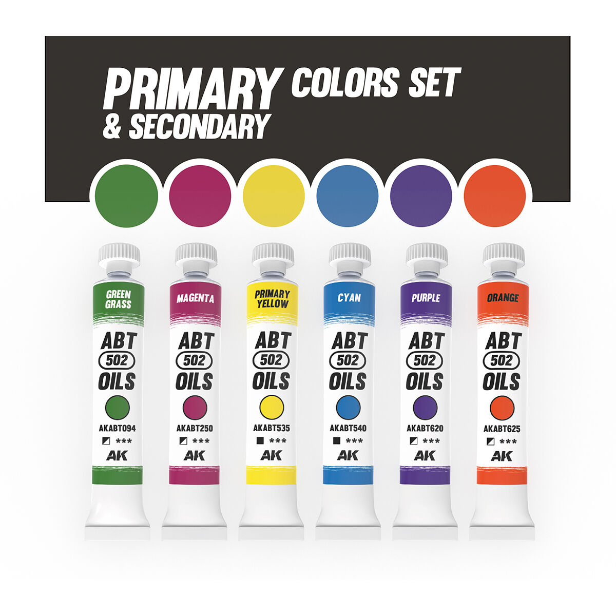 AK Interactive ABT 502: Primary & Secondary Colours Oil Paint Set AK Interactive