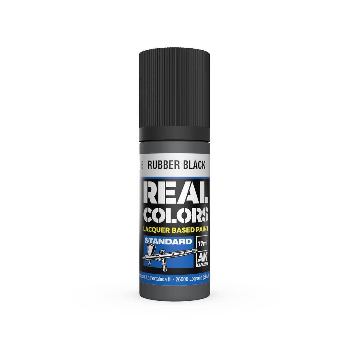 AK Interactive Real Colors: Rubber Black - 17ml Lacquer Paint AK Interactive