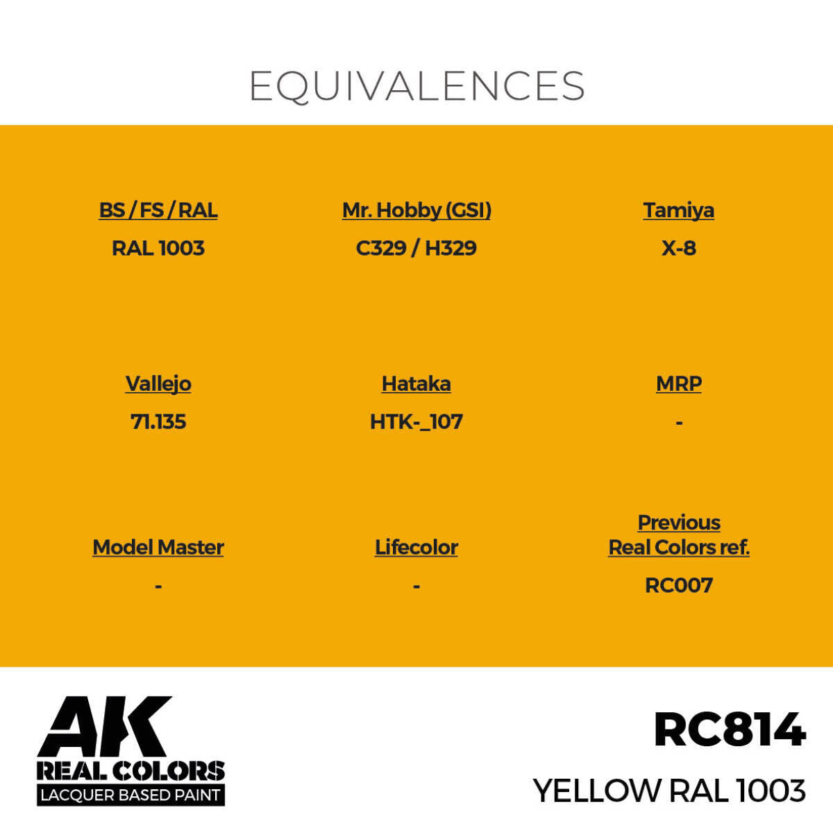 AK Interactive Real Colors: Yellow RAL 1003 - 17ml Lacquer Paint AK Interactive