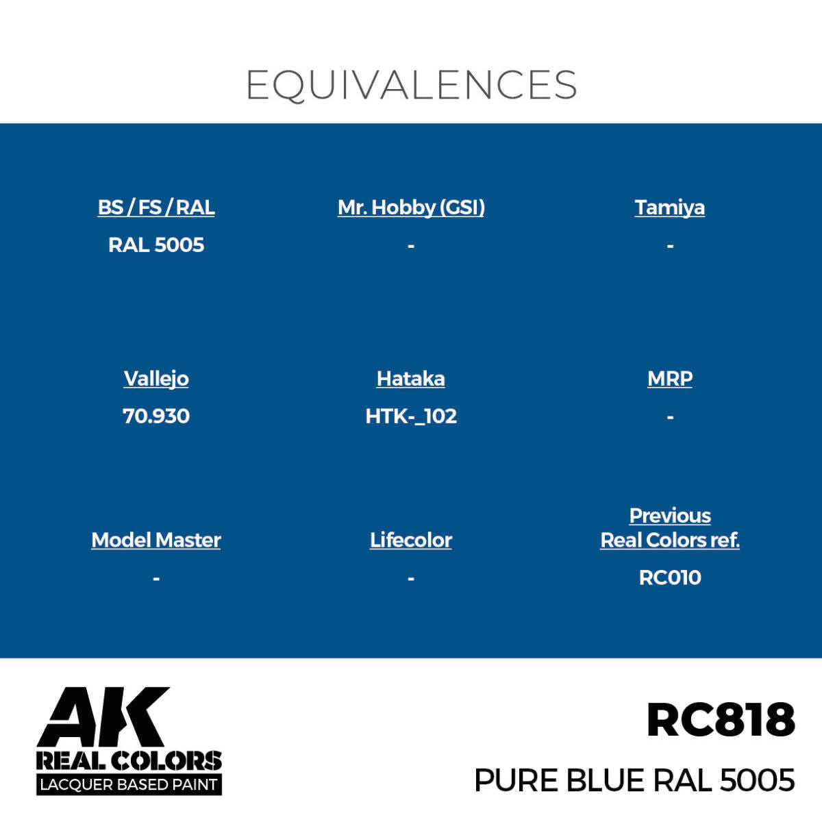 AK Interactive Real Colors: Pure Blue RAL 5005 - 17ml Lacquer Paint AK Interactive