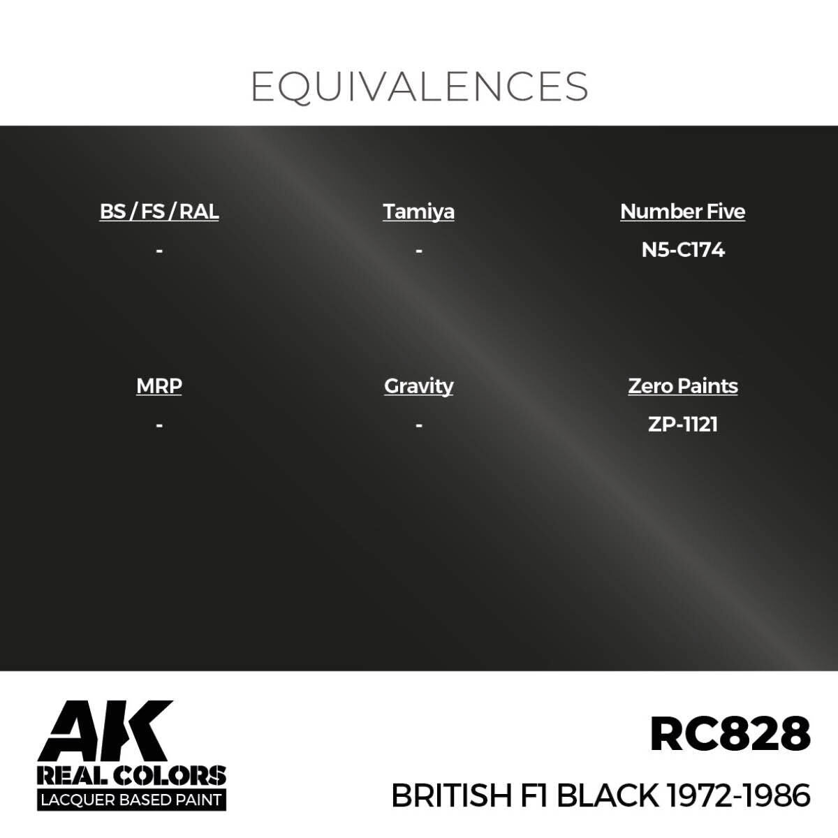 AK Interactive Real Colors: British F1 Black 1972-1986 - 17ml Lacquer Paint AK Interactive