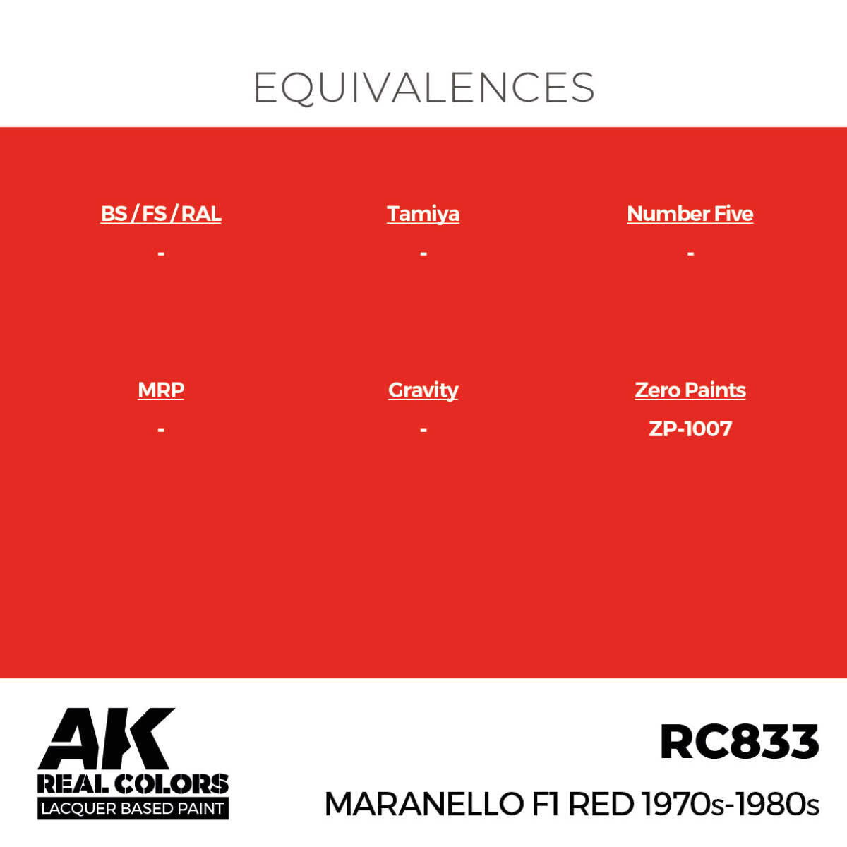 AK Interactive Real Colors: Maranello F1 Red 1970s-1980s - 17ml Lacquer Paint AK Interactive