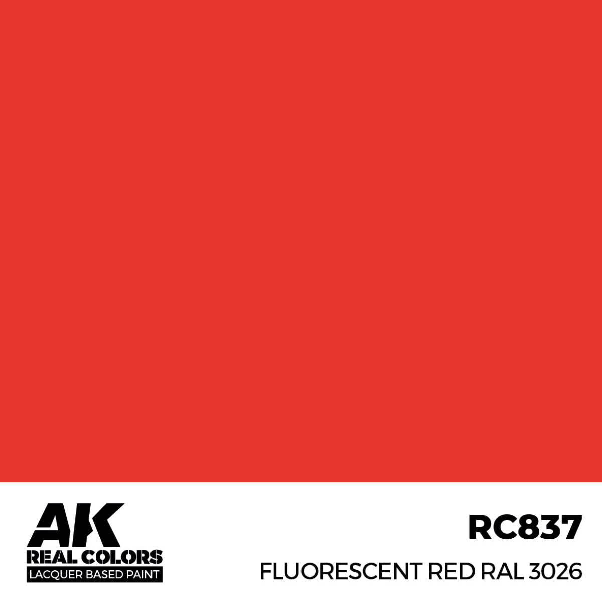 AK Interactive Real Colors: Fluorescent Red RAL 3026 - 17ml Lacquer Paint AK Interactive