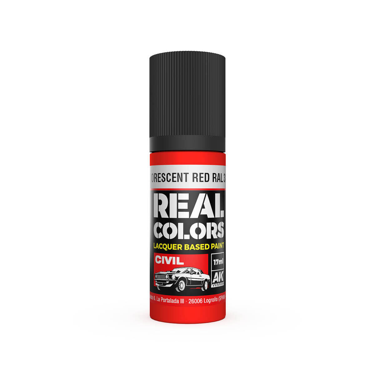 AK Interactive Real Colors: Fluorescent Red RAL 3026 - 17ml Lacquer Paint AK Interactive