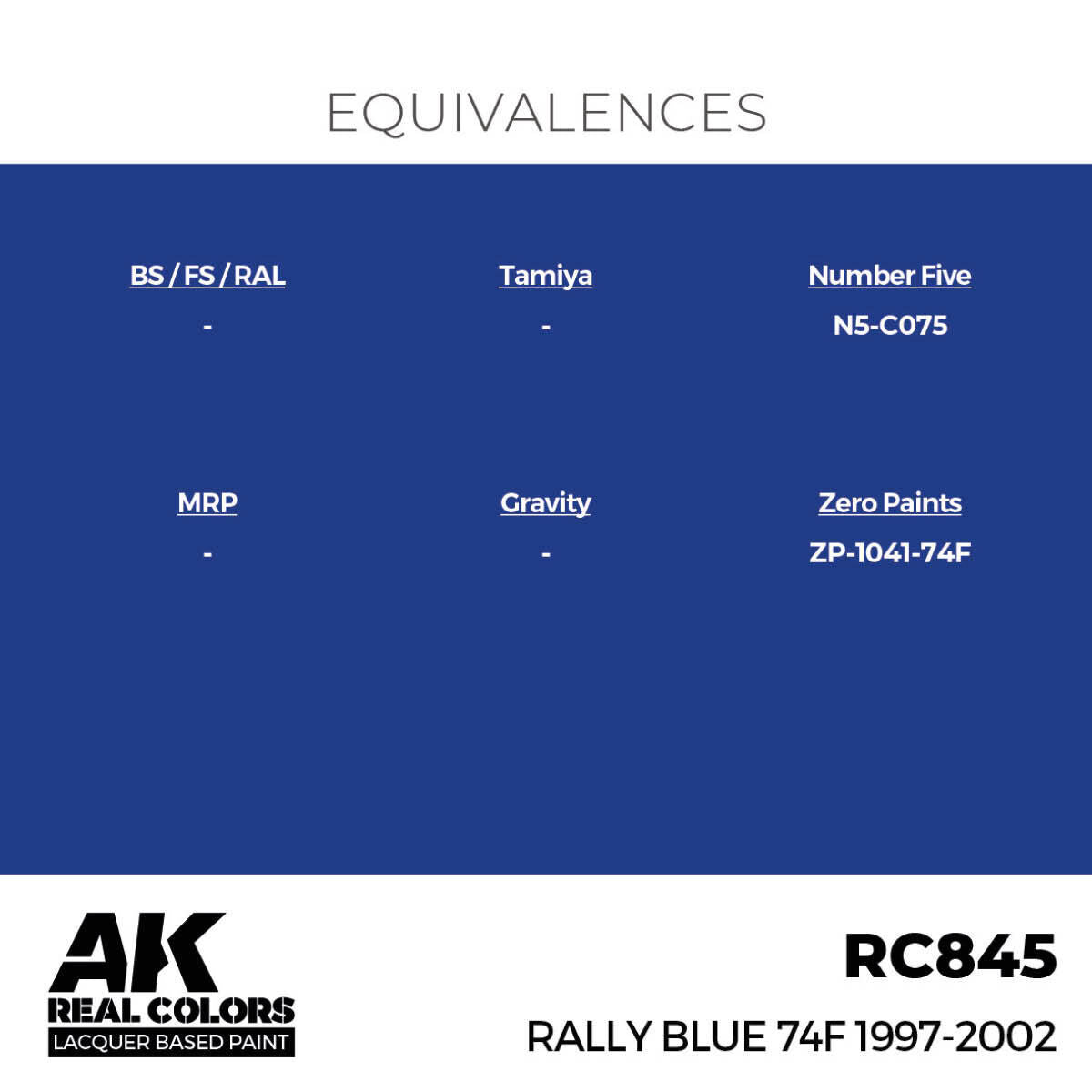 AK Interactive Real Colors: Rally Blue 74F 1997-2002 - 17ml Lacquer Paint AK Interactive