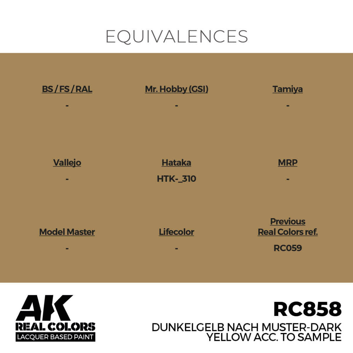 AK Interactive Real Colors: Dunkelgelb Nach Muster-Dark Yellow acc. to Sample Lacquer Paint AK Interactive