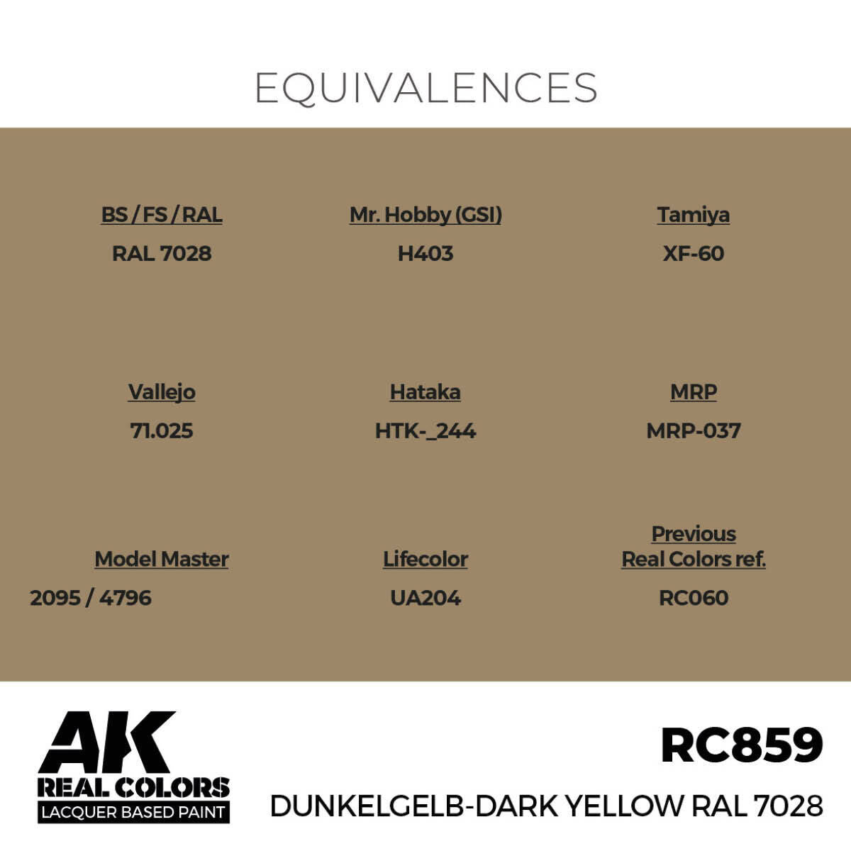 AK Interactive Real Colors: Dunkelgelb-Dark Yellow RAL 7028 - 17ml Lacquer Paint AK Interactive