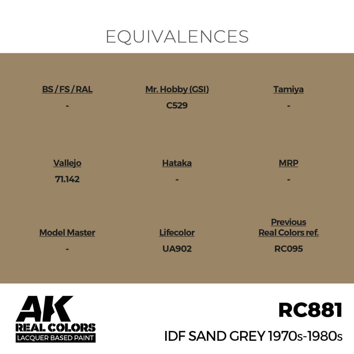 AK Interactive Real Colors: IDF Sand Grey 1970S-1980S - 17ml Lacquer Paint AK Interactive