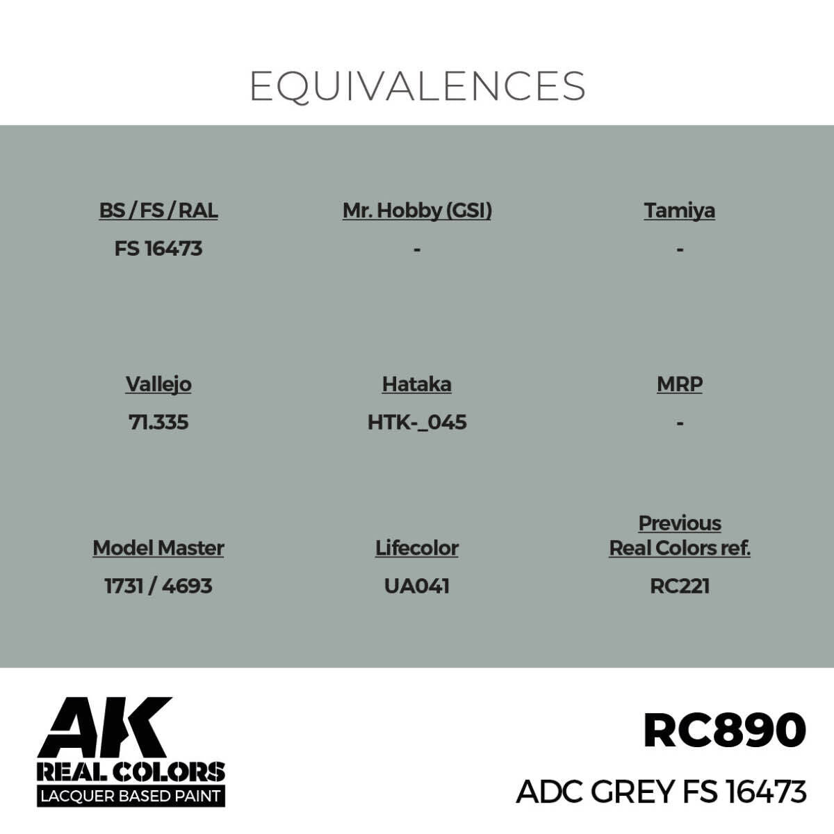 AK Interactive Real Colors: ADC Grey FS 16473 - 17ml Lacquer Paint AK Interactive
