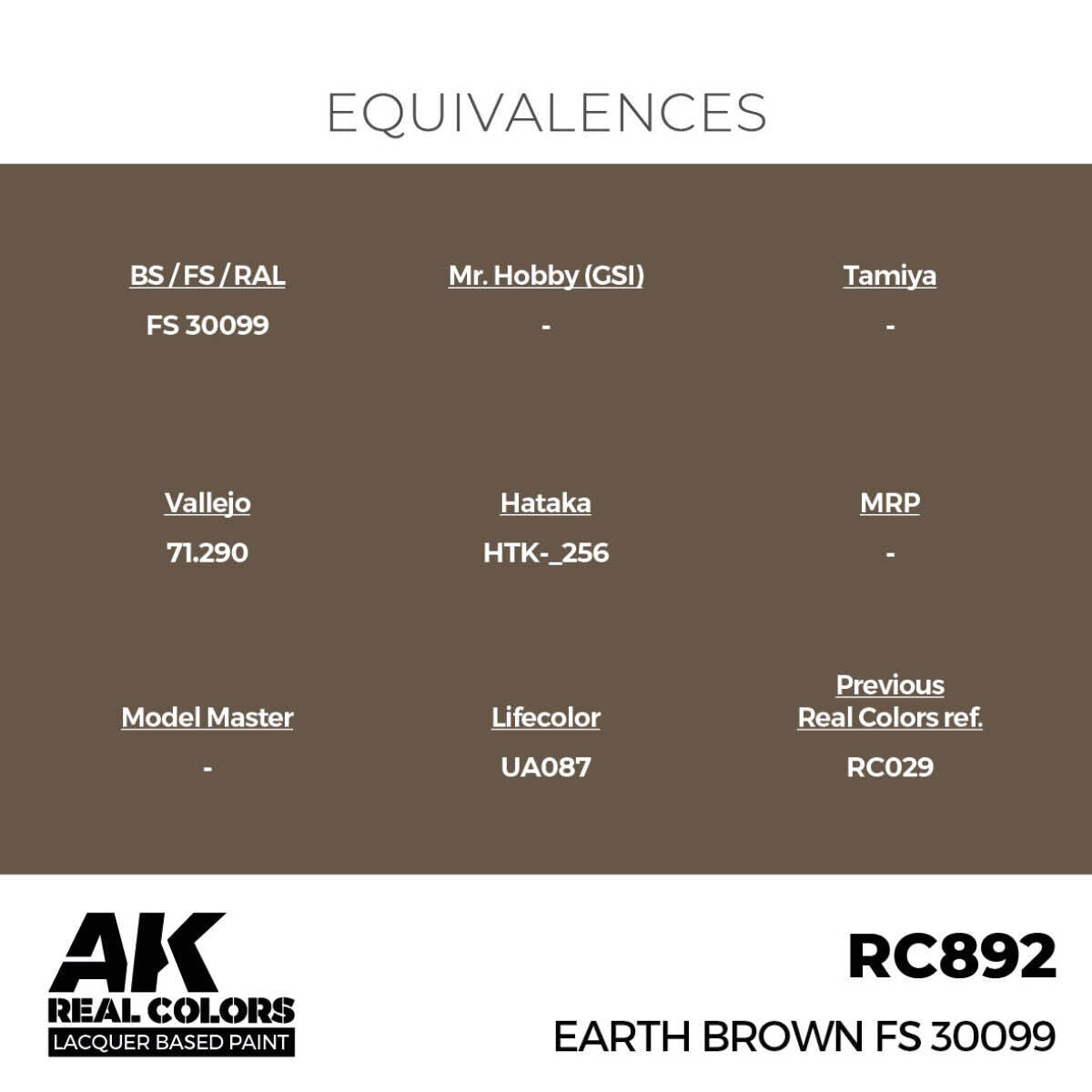 AK Interactive Real Colors: Earth Brown FS 30099  - 17ml Lacquer Paint AK Interactive