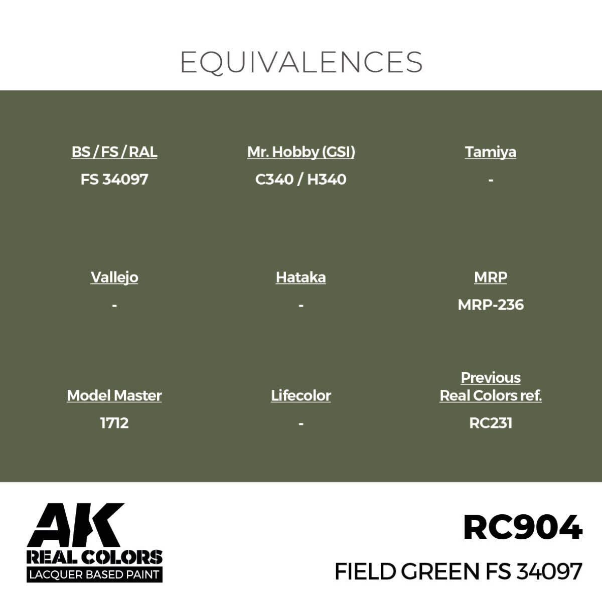 AK Interactive Real Colors: Field Green FS 34097 - 17ml Lacquer Paint AK Interactive