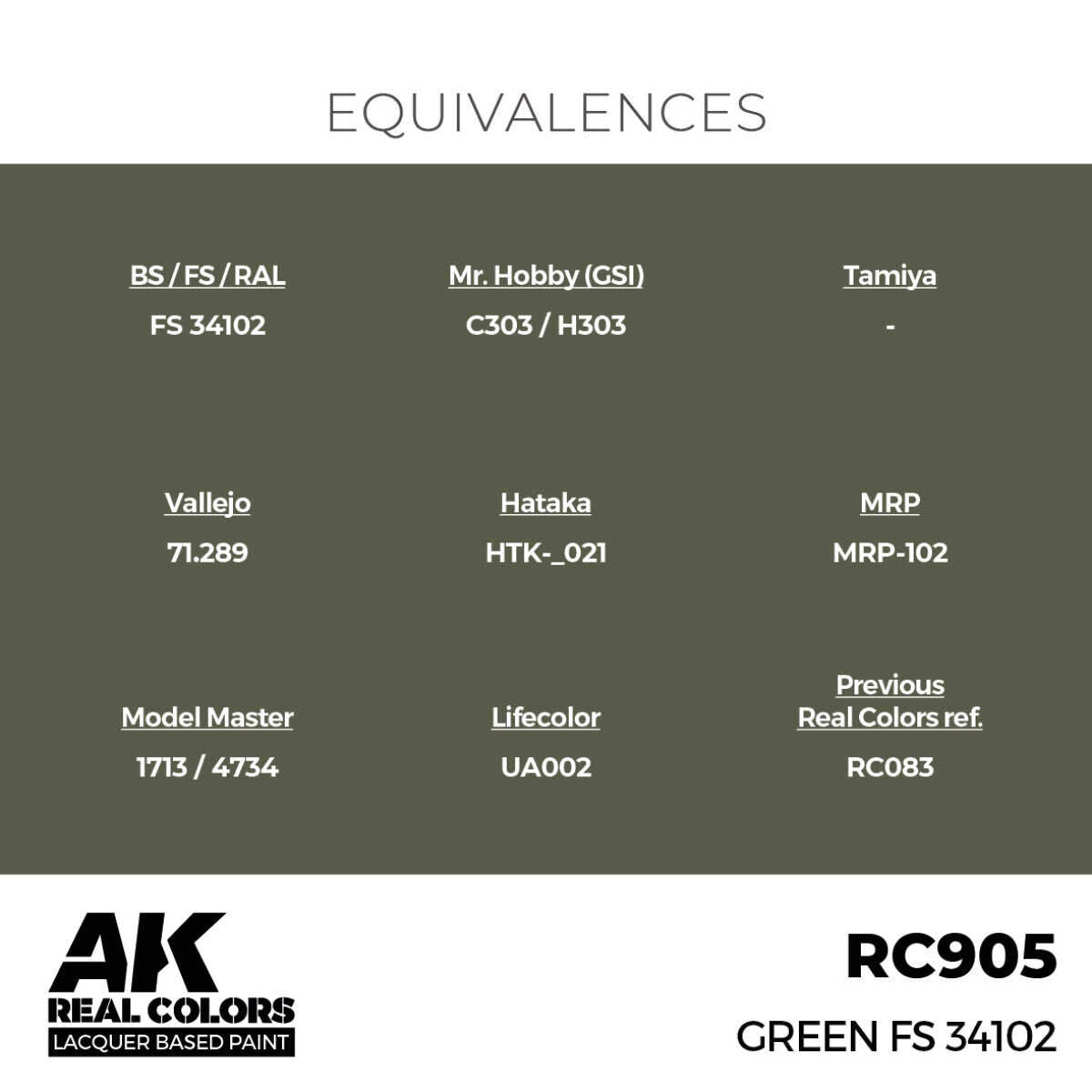 AK Interactive Real Colors: Green FS 34102 - 17ml Lacquer Paint AK Interactive