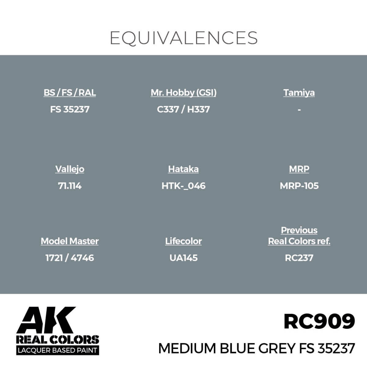 AK Interactive Real Colors: Medium Blue Grey FS 35237 - 17ml Lacquer Paint AK Interactive