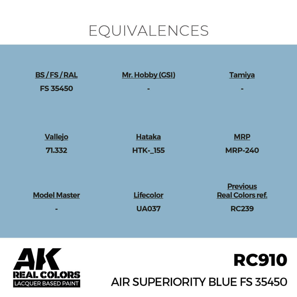 AK Interactive Real Colors: Air Superiority Blue FS 35450 - 17ml Lacquer Paint AK Interactive