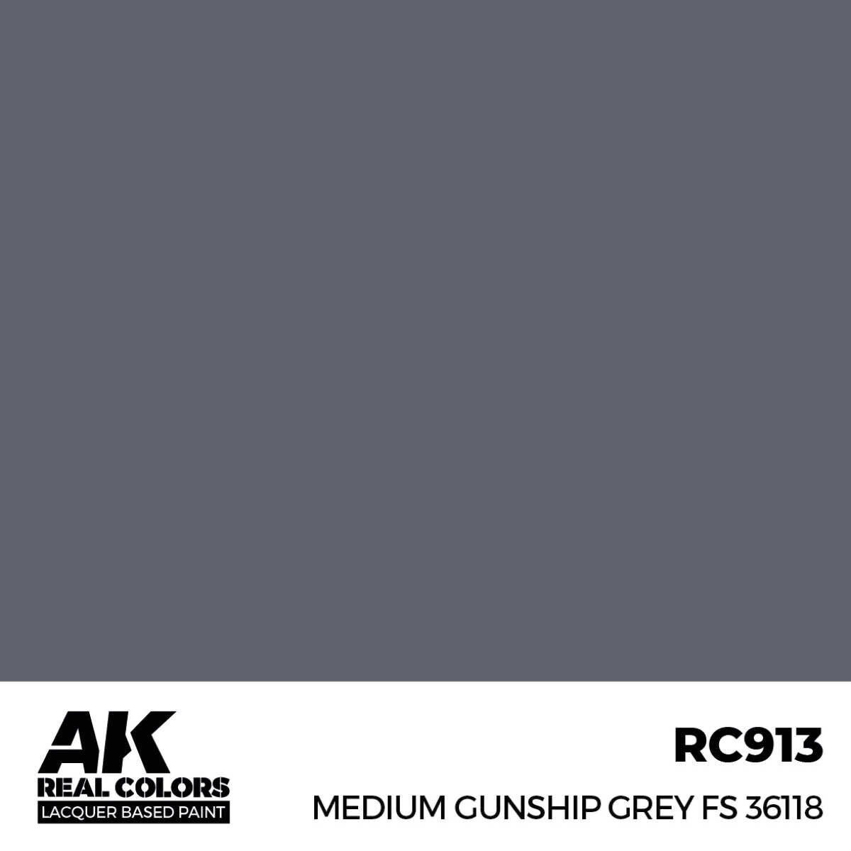 AK Interactive Real Colors: Medium Gunship Grey FS 36118 - 17ml Lacquer Paint AK Interactive
