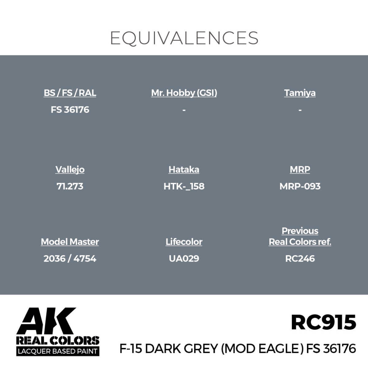AK Interactive Real Colors: F-15 Dark Grey (MOD EAGLE) FS 36176 - 17ml Lacquer Paint AK Interactive