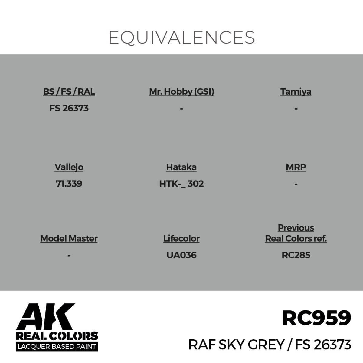 AK Interactive Real Colors: RAF Sky Grey / FS 26373 - 17ml Lacquer Paint AK Interactive
