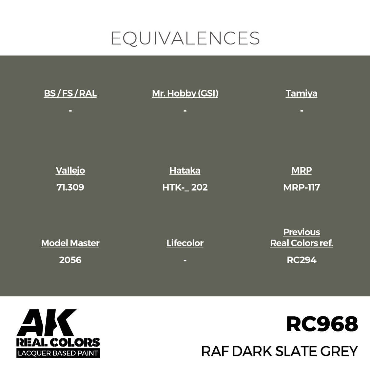 AK Interactive Real Colors: RAF Dark Slate Grey - 17ml Lacquer Paint AK Interactive