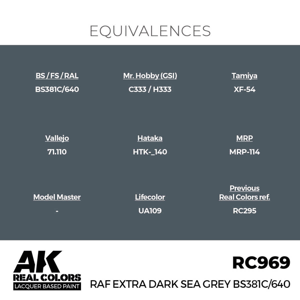 AK Interactive Real Colors: RAF Extra Dark Sea Grey BS381C/640 - 17ml Lacquer Paint AK Interactive