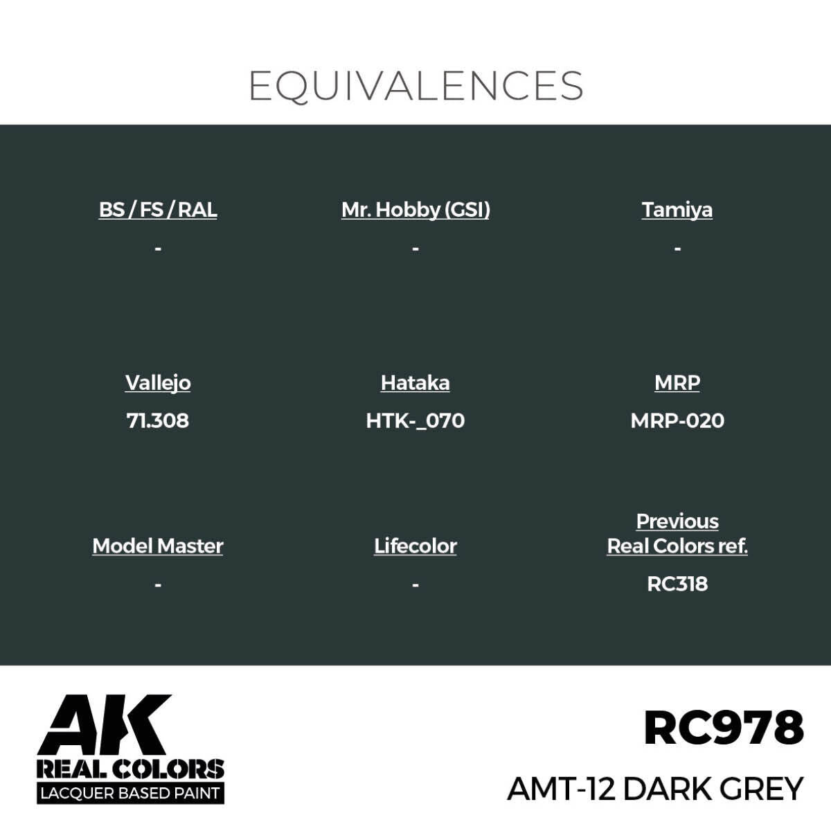 AK Interactive Real Colors: AMT-12 Dark Grey - 17ml Lacquer Paint AK Interactive