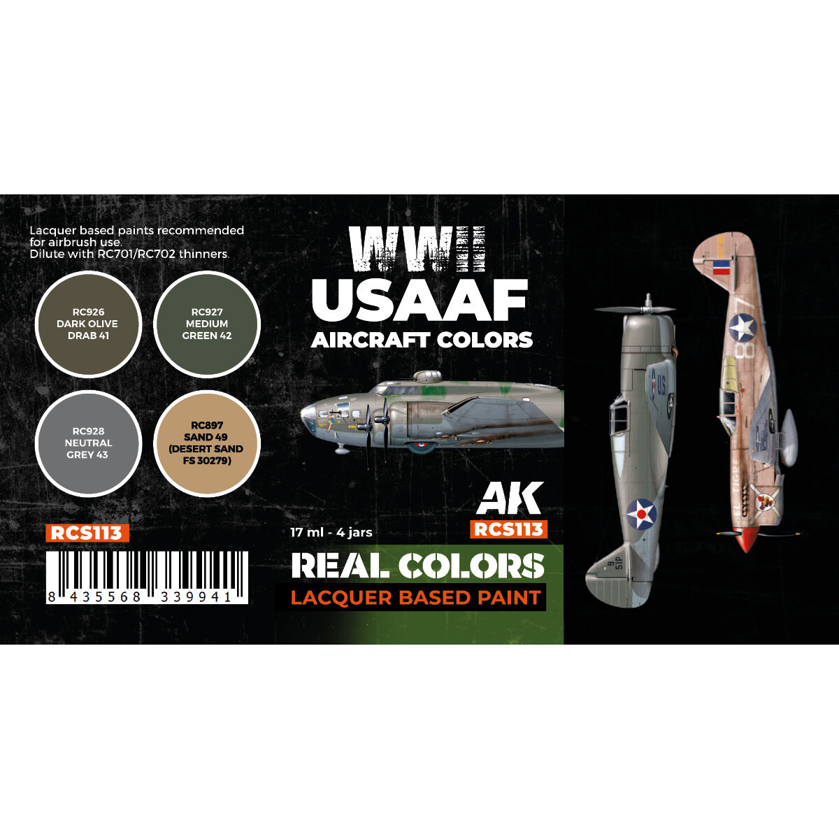 AK Interactive Real Colors Set: WWII USAAF Aircraft Colours AK Interactive