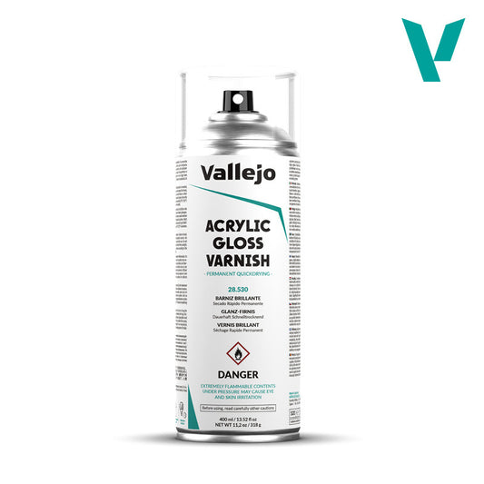 Vallejo Aerosol Gloss Varnish 400ml Hobby Spray Paint