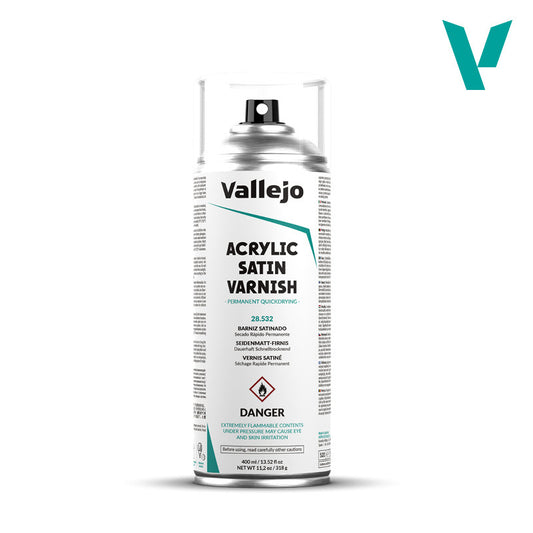 Vallejo Aerosol Satin Varnish 400ml Hobby Spray Paint