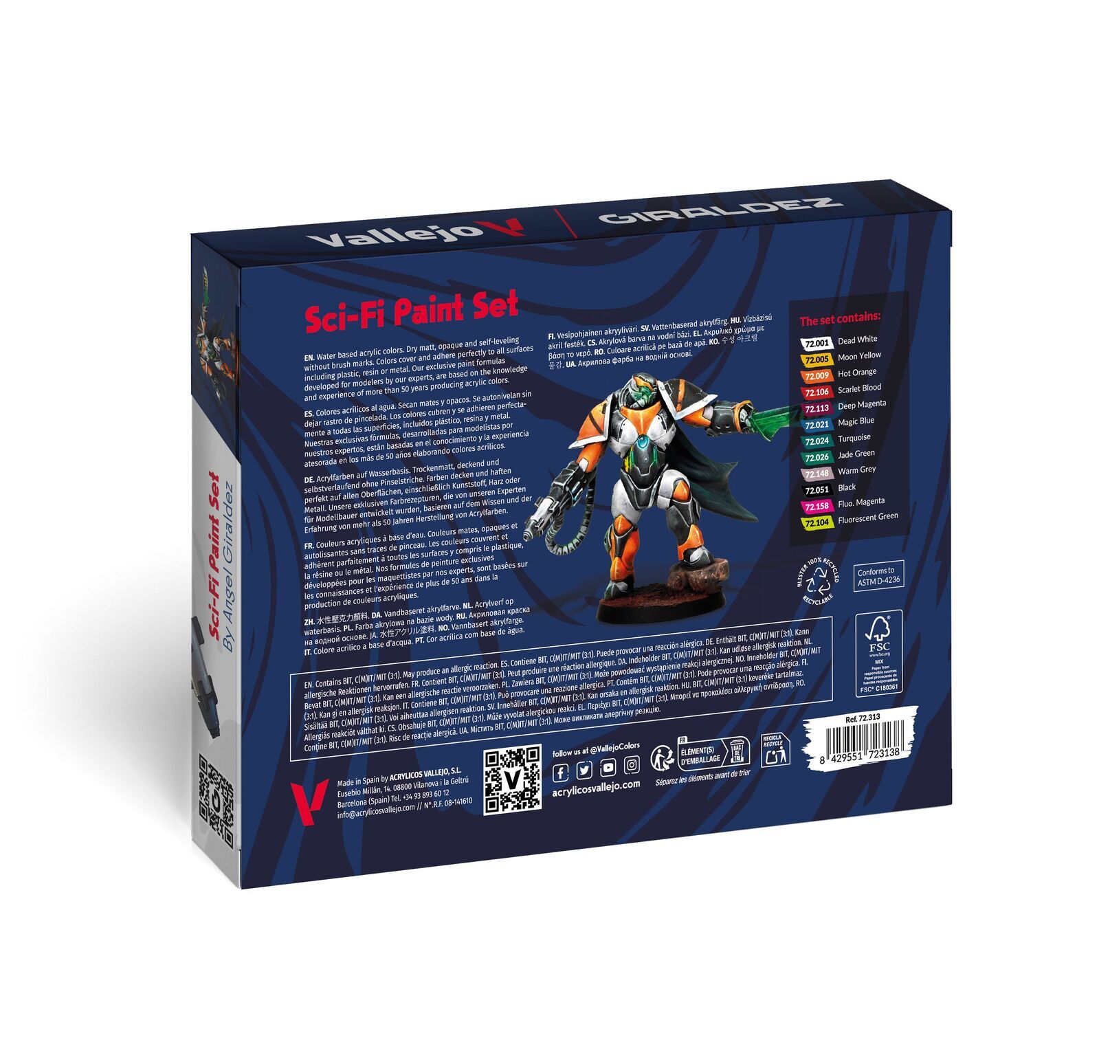 Vallejo Game Color Sci-Fi Paint Set by Angel Giraldez 12 Colours w/ Exclusive Miniature Acrylic Paint Set Vallejo