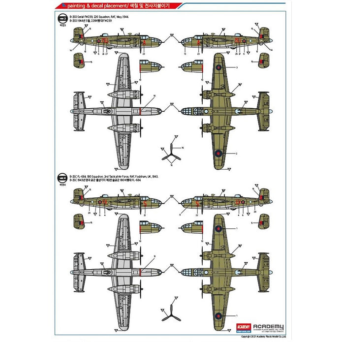 Academy 1/48 RAF B-25C/D "European Theatre" Plastic Model Kit Academy