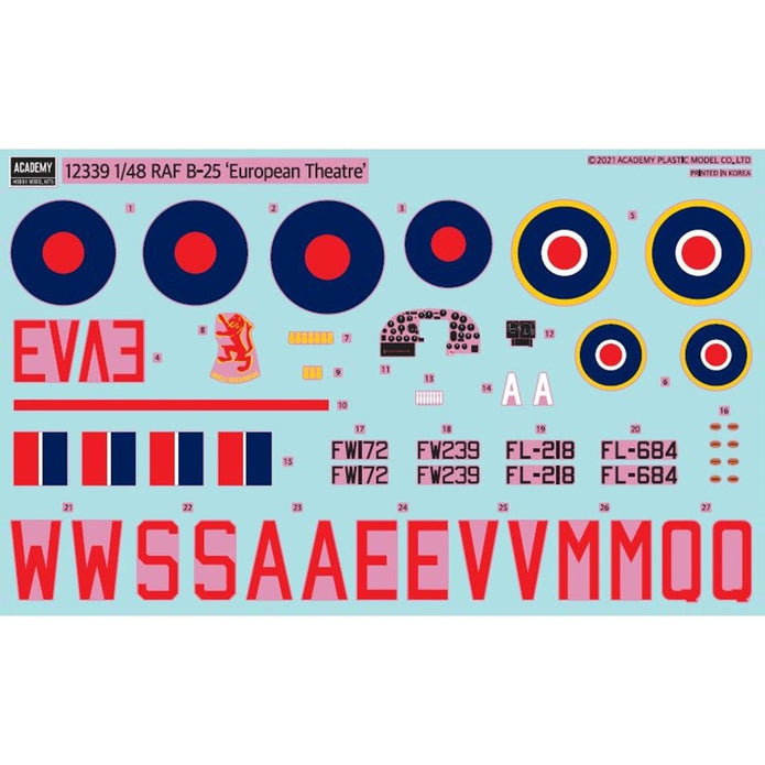 Academy 1/48 RAF B-25C/D "European Theatre" Plastic Model Kit Academy