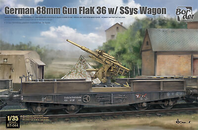 Border Model 1/35 88mm Gun Flak 36 w/SSys Wagon Plastic Model Kit