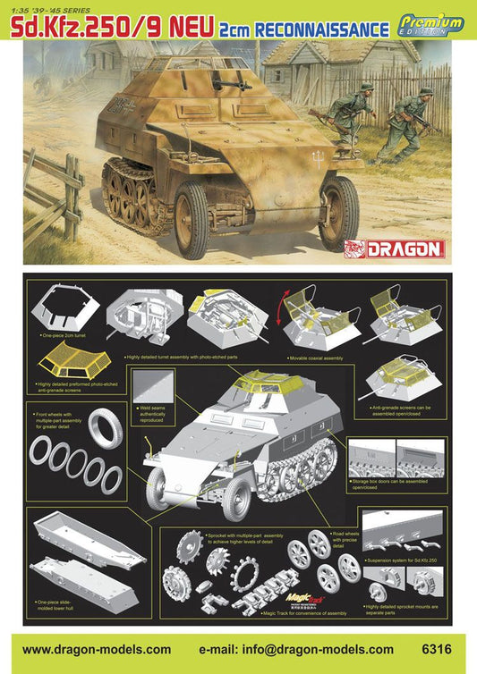 Dragon 1/35 Sd.Kfz.250/9 2cm Recon (Premium) Plastic Model Kit Dragon