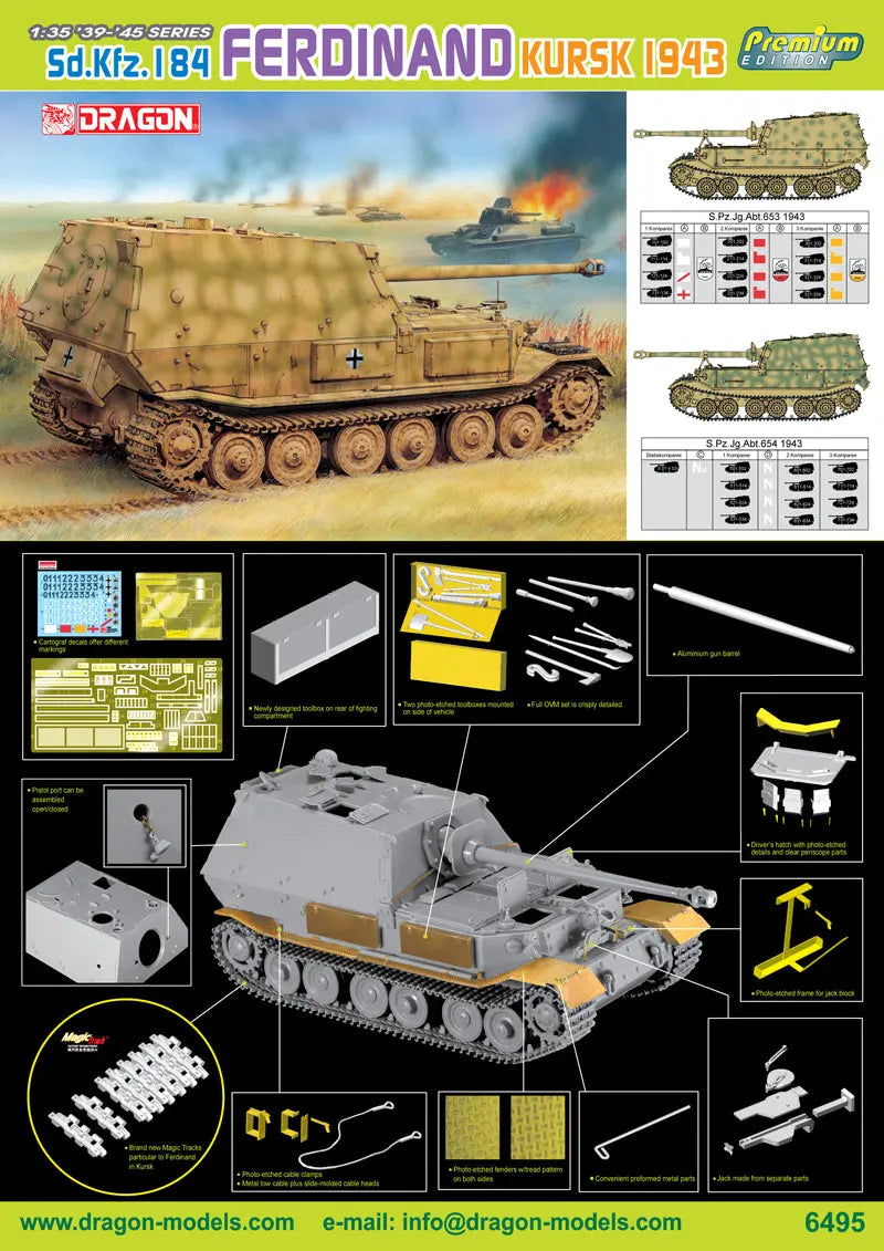 Dragon 1/35 Sd.Kfz. 184 Ferdinand Kursk 1943 Plastic Model Kit Dragon