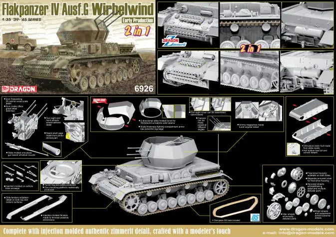 Dragon 1/35 Flakpanzer IV Ausf.G "Wirbelwind" Early Production (2 in 1) Plastic Model Kit Dragon
