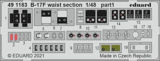 Eduard 1/48 B-17F waist section Photo etched parts