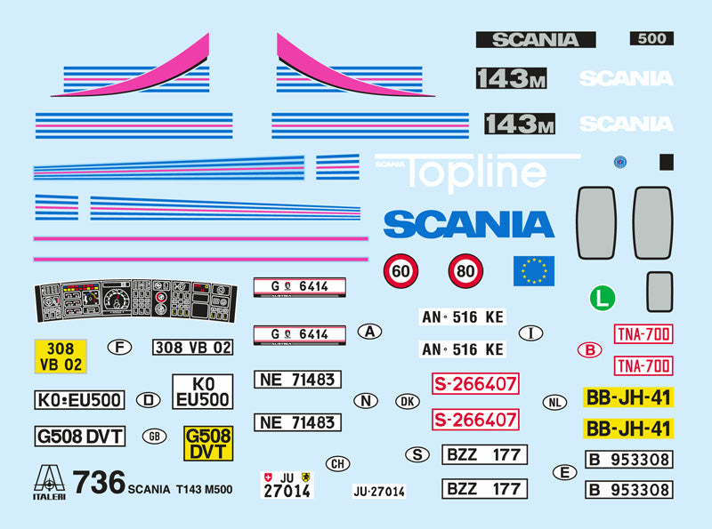 Italeri 1/24 SCANIA T 143M 500 Topline Truck Plastic Model Kit Italeri