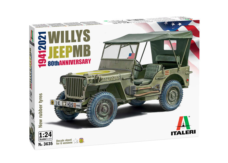 Italeri 1:24 Willys Jeep MB 80th Anniversary 1941-2021 Plastic Model Kit Italeri